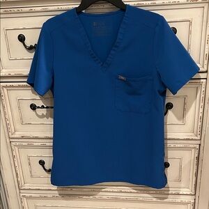 Figs Royal Blue V-Neck Scrub Top